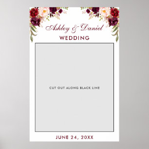 Poster Adereços para cabine de fotos de casamento Burgund