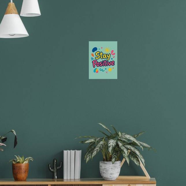 Poster Adesivo Colorido Fique Positivo (Sala de Estar 1)