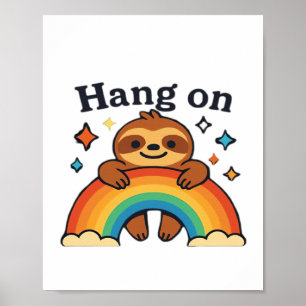 Poster Adesivo de Citação Positiva Arco-íris �Hang On� Pr