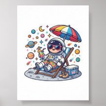 Adesivo de Espaço de Verão de Astronauta Kawaii Fo