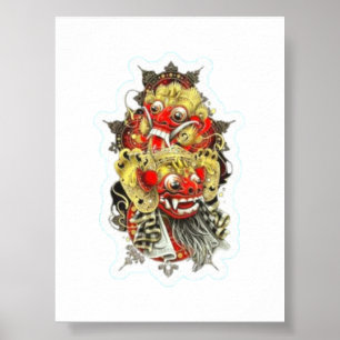 Poster Adesivo de Mitologia Balinesa Barong e Rangda - Sa