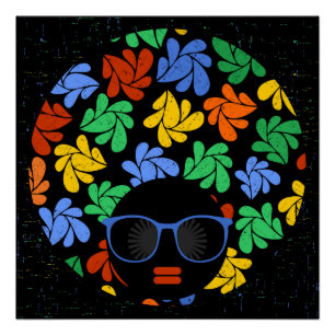 Póster Adesivo de parede Afro Love Colorido