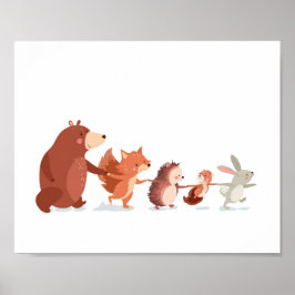 Poster Adesivo de parede de animais de berçário florestal