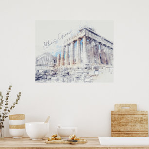 Poster Adesivo de Parede Sítios Antigos Partenon Atenas G