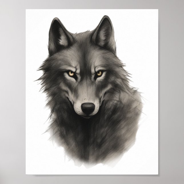 Poster Adesivo de Rosto de Lobo (Frente)