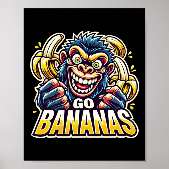 Poster Adesivo do Macaco Louco Vai Bananas  (Frente)