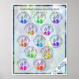 Poster Adesivos de Saudações do Sábado Judaico ao Redor d