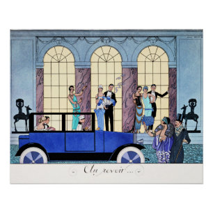 Póster Adeus, ilustração Art Deco de 1920