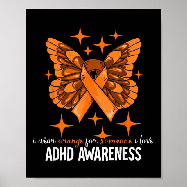 Poster Adhd Gift Uni Crianças Adhd Sensibilização - Preto (Frente)