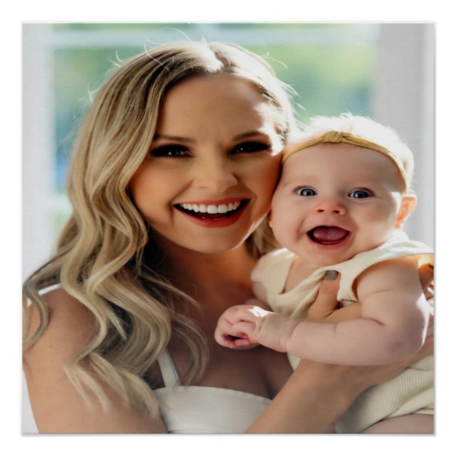 Póster Adicionar Foto de Bebê Personalizar Customizar (Frente)