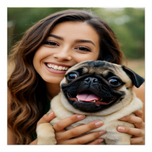 Póster Adicionar Foto de Pug Personalizar Customizar