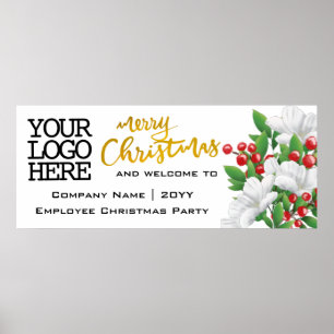 Poster Adicionar logotipo aquarela Dourado Feliz Natal
