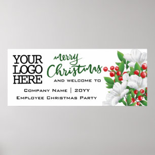 Poster Adicionar logotipo aquarela Feliz Natal Verde