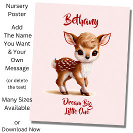 Poster Adicionar Nome Texto, Fawn Cute - Bebê Veado em Ro