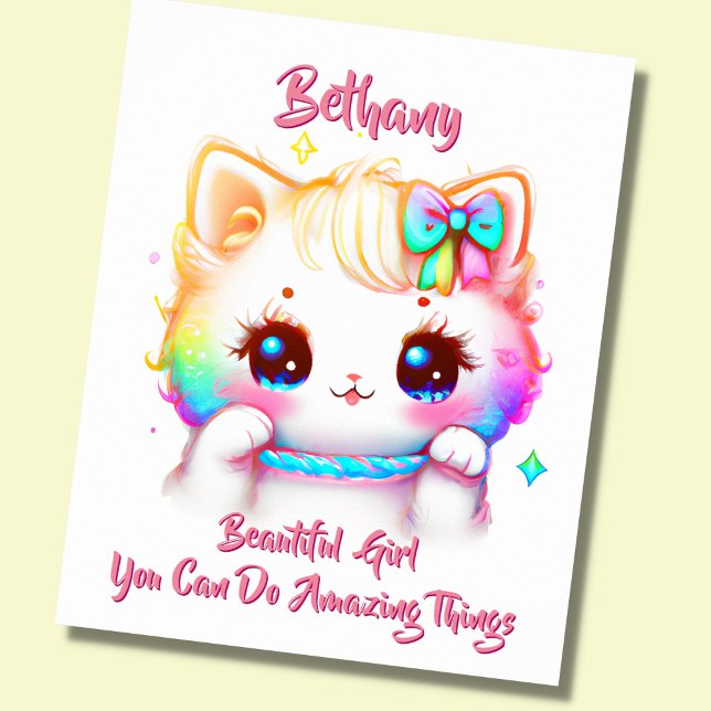 Poster Adicionar Nome Texto, Kitten Colorido Berçário  (Criador carregado)