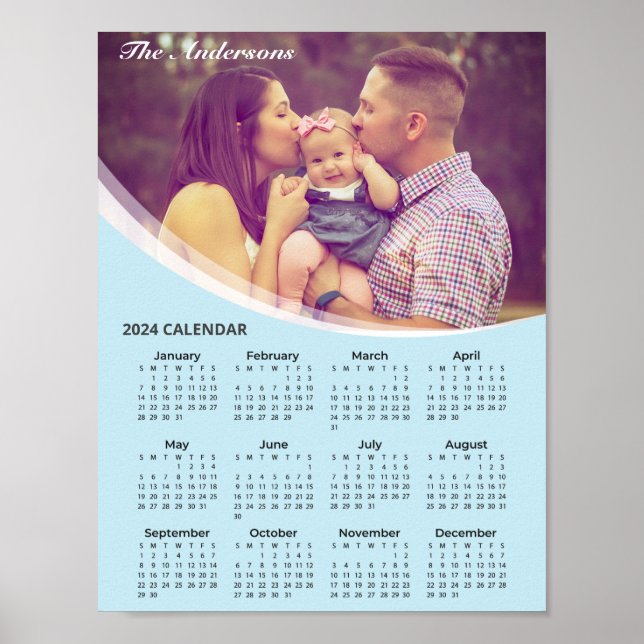 Poster Adicionar seu Calendário de Foto da Família 2024 | (Frente)