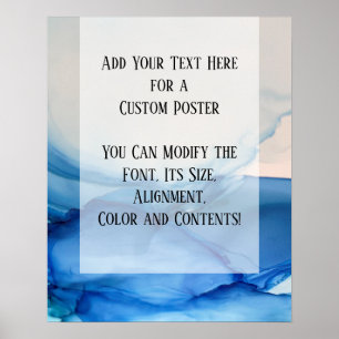 Poster Adicionar Sua Tinta Abstrato Azul De Texto Persona