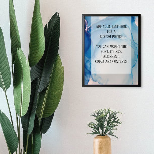 Poster Adicionar Sua Tinta De Álcool Abstrato Azul De Te