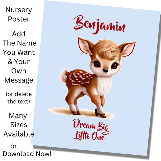 Poster Adicionar texto de nome, Cute Fawn - Bebê Veado em (Criador carregado)