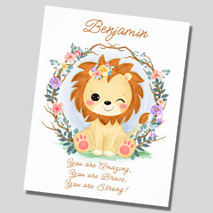 Poster Adicionar Texto de Nome, Leão de Bebê e Florestas