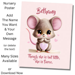 Poster Adicionar texto de nome, rato bebé com orelhas gra