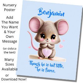 Poster Adicionar texto de nome, rato bebé com orelhas gra