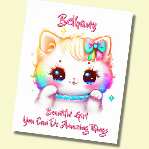 Poster Adicionar Texto de Nome, Serviço de Kitten Colorid