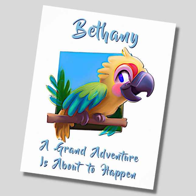 Poster Adicionar texto do nome, papagaio Macaw bebê Ara B (Criador carregado)