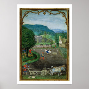 Póster Adicione 18855 outubro: ploughing e semeando, de