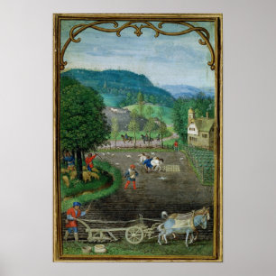 Póster Adicione 18855 outubro: ploughing e semeando, de