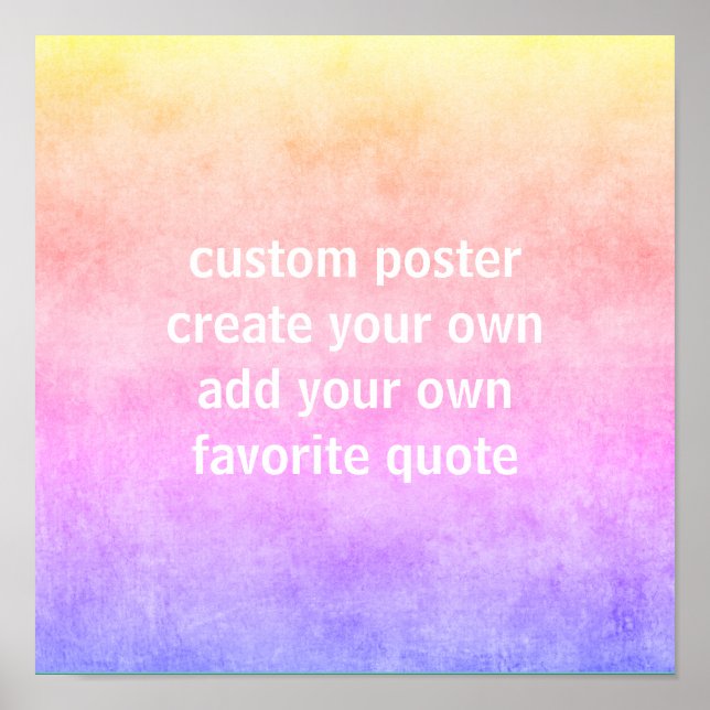 Poster adicione a sua própria aspas cor d'água rosa e rox (Frente)