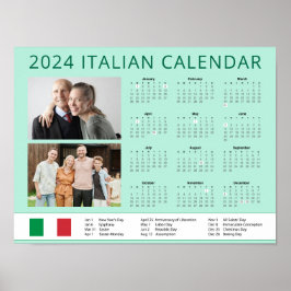 Poster Adicione seu calendário italiano de fotos 2024 com