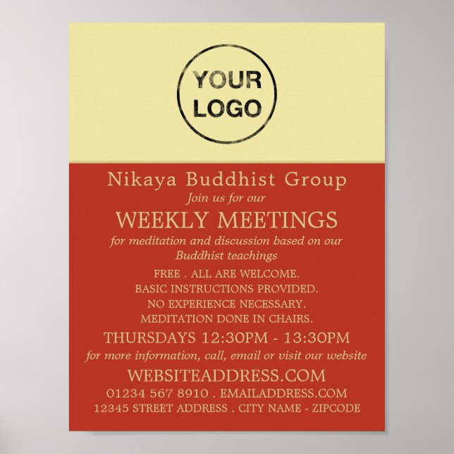 Poster Adicione seu próprio logotipo, budismo, grupo budi (Frente)