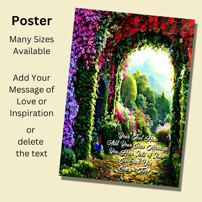 Poster Adicione Seu Texto, Caminho com Flores Vermelhas R (Criador carregado)