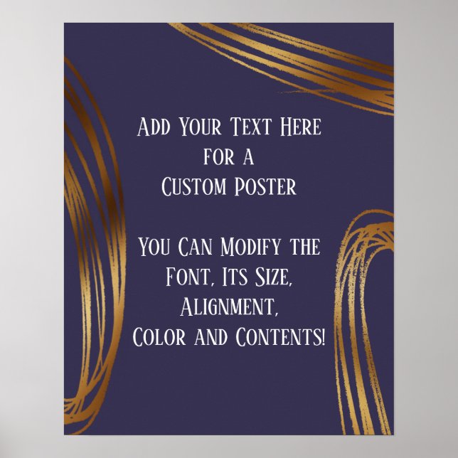 Poster Adicione Seu Texto Dourado Ovais Escuros Roxos Esc (Frente)