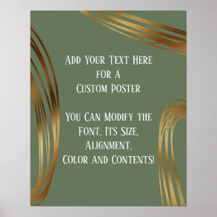 Poster Adicione Seu Texto Escrivado Ovais Dourados Verde