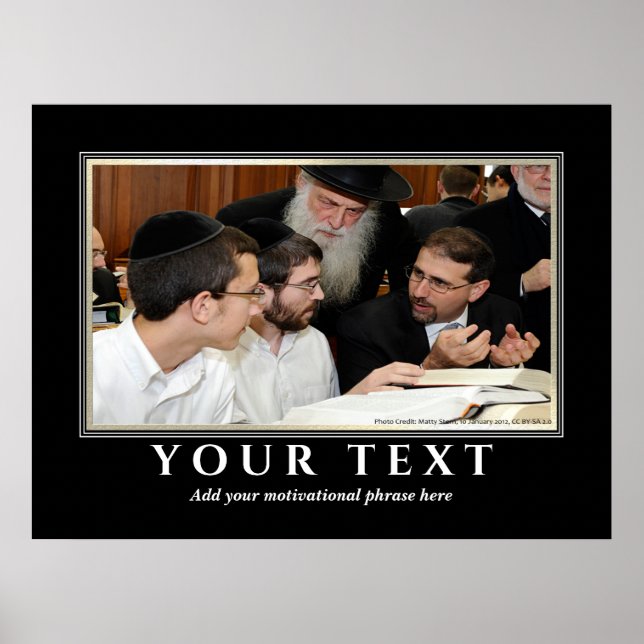 Poster Adicione Seu Texto Judeu Yeshiva Torah Learning (Frente)