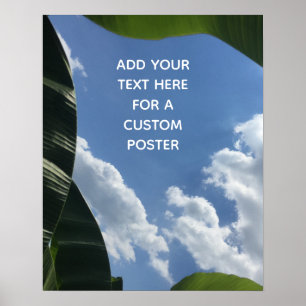 Poster Adicione seu texto personalizado Folhas de Banana 