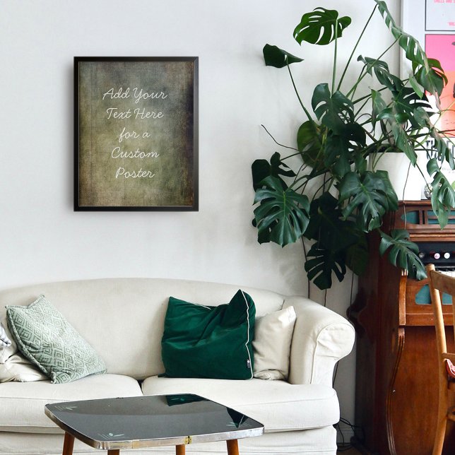 Poster Adicione seu texto personalizado marrom e verde (Criador carregado)