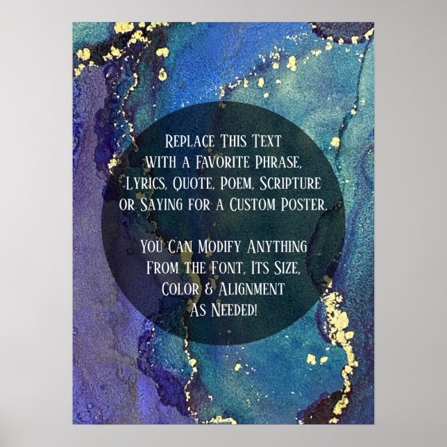 Poster Adicione Seu Texto Personalizado Orgânico Abstrato (Frente)