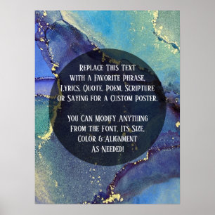 Poster Adicione Seu Texto Personalizado Orgânico Tinta Al