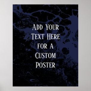 Poster Adicione seu texto personalizado, preto e Marinho