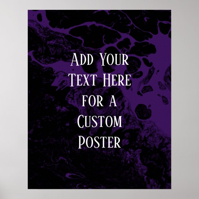 Poster Adicione seu texto personalizado, preto e roxo (Frente)
