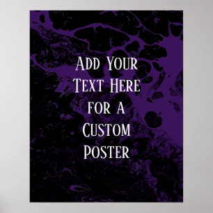 Poster Adicione Seu Texto Personalizado, Preto e Roxo Mar