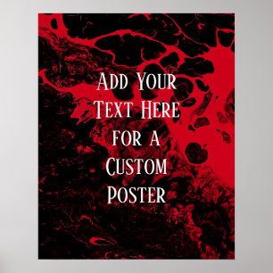 Poster Adicione Seu Texto Personalizado, Preto E Vermelho