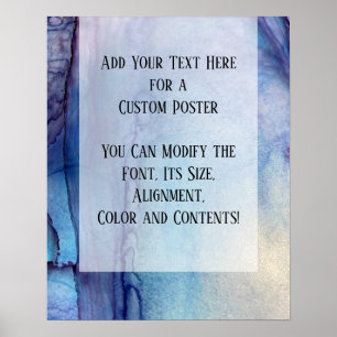 Poster Adicione seu texto personalizado Tinta Azul e Álco