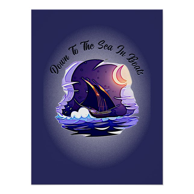 Póster Adicione Seu Texto, Vela, Nuvens Azul-Lua (Frente)