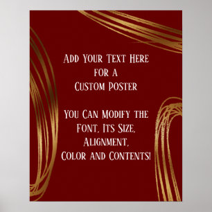 Poster Adicione Seus Ovais Dourados Escrevíveis, Borgonha