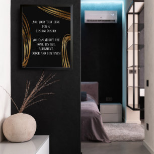 Poster Adicione Seus Ovales Dourados Com Texto, Preto