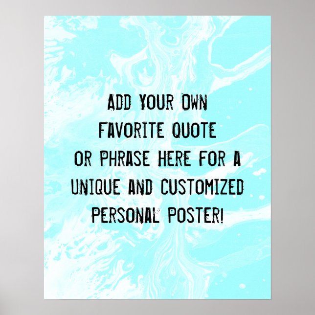 Poster Adicione Sua Citação Personalizada Mármore Branco  (Frente)